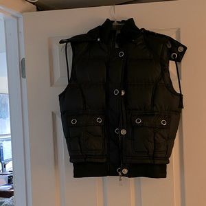 Fur lined black puffer vest